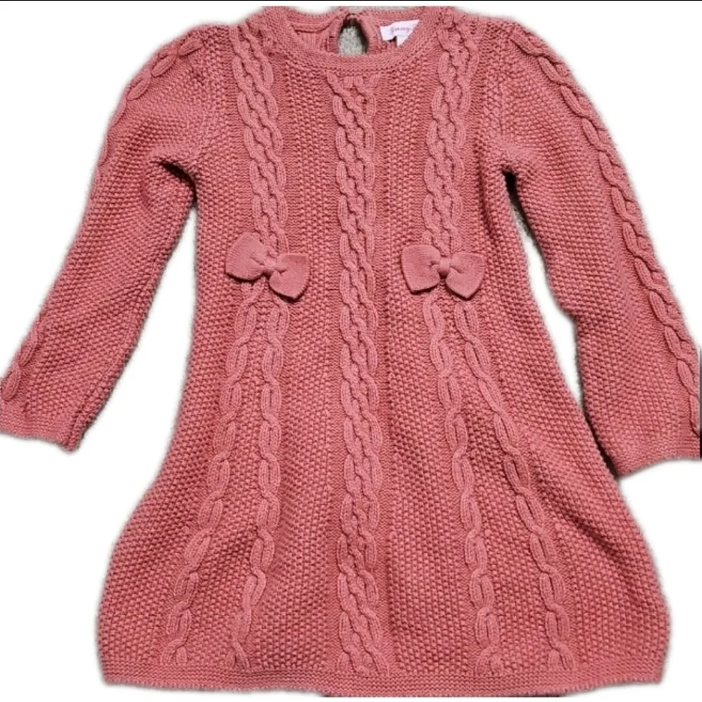 Tommy Bahama Toddler Girls Rose Pink Cable Knit Sweater Dress Size 3T